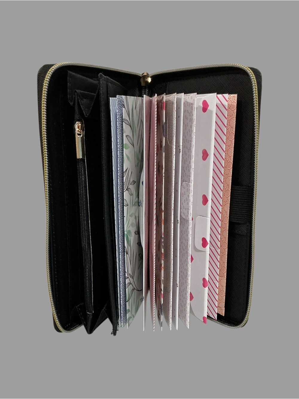 All in One Budget System Cash Envelope Black Wallet Organizer RFID Protection - Picture 2 of 11